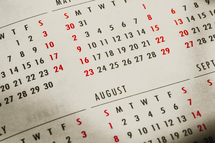 Close-up  of a calendar.